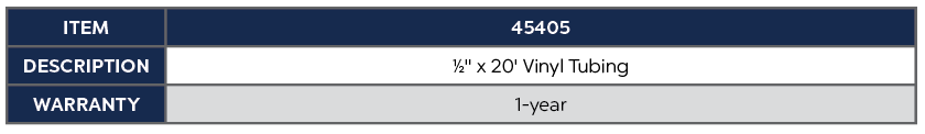 ½" x 20' Vinyl Tubing